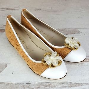 Skylar Blake | Tan Cork and White Leather Grandmacore Ballet Flats